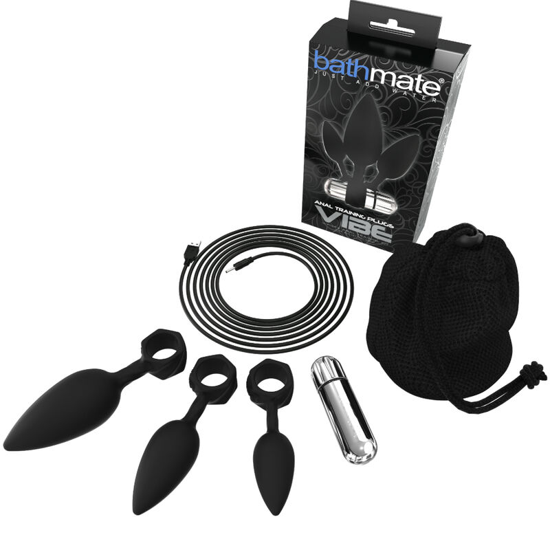 Set de plugs anales BATHMATE en tres tamaños con bala vibradora