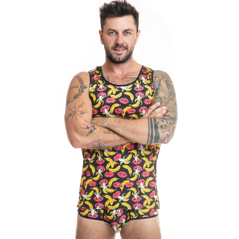 Top sexy de licra con estampado de plátanos, ajustado, para el club y el día a día ANAIS