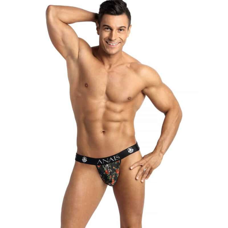 Tanga tipo jockstrap de tejido elástico suave con corte moldeador en la parte trasera ANAIS