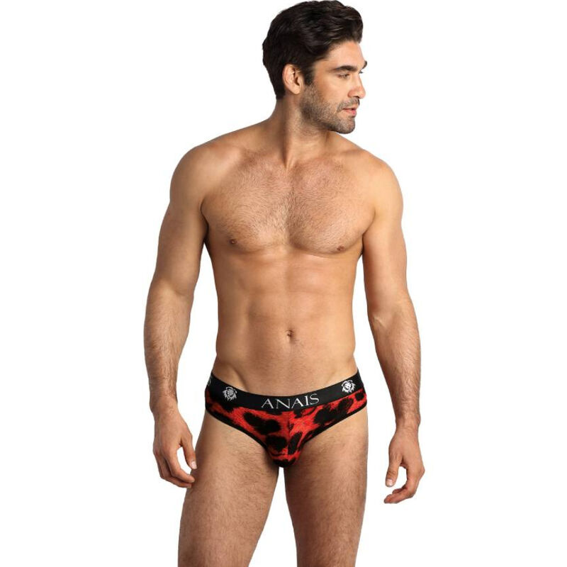 Slip de hombre rojo de microfibra con estampado animal y cintura cómoda ANAIS MEN