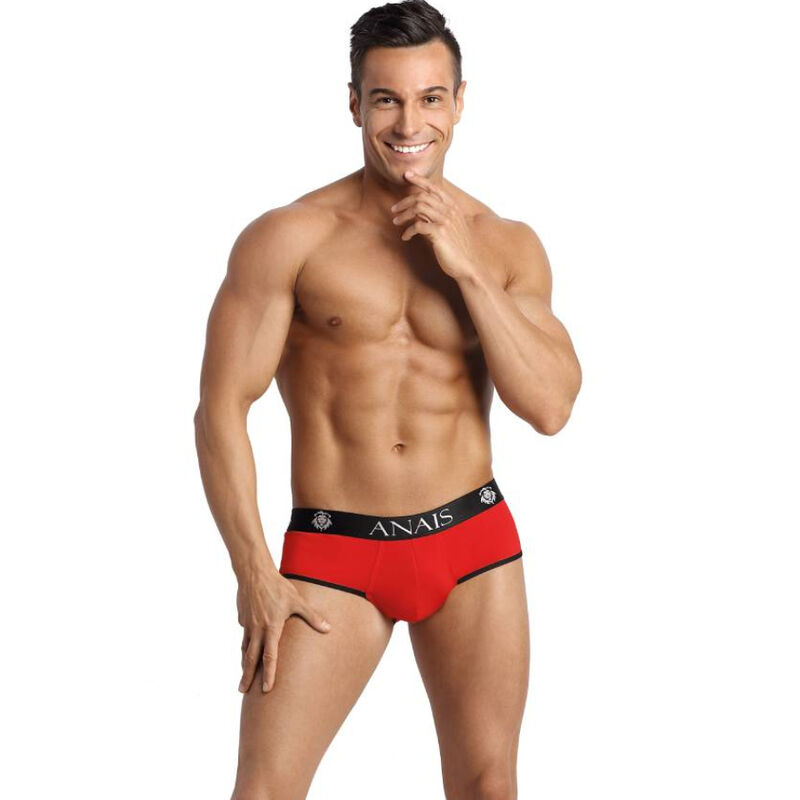 Suspensorio masculino con la parte trasera abierta de microfibra suave, rojo y negro ANAIS