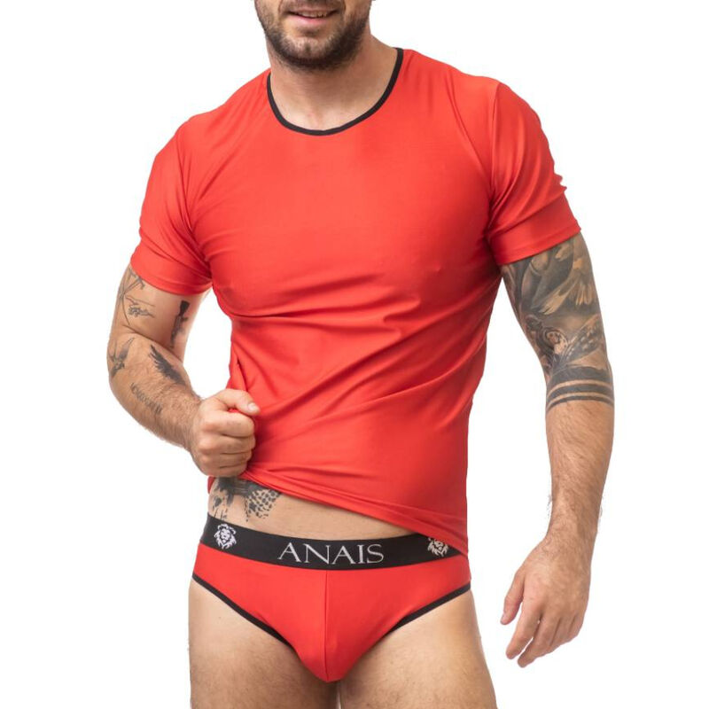 Camiseta de microfibra para hombre entallada, suave y con ribete en contraste ANAIS