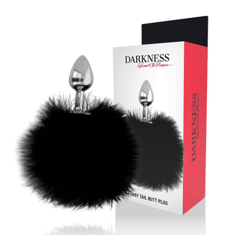 Plug anal DARKNESS con cola, negro, 7 cm