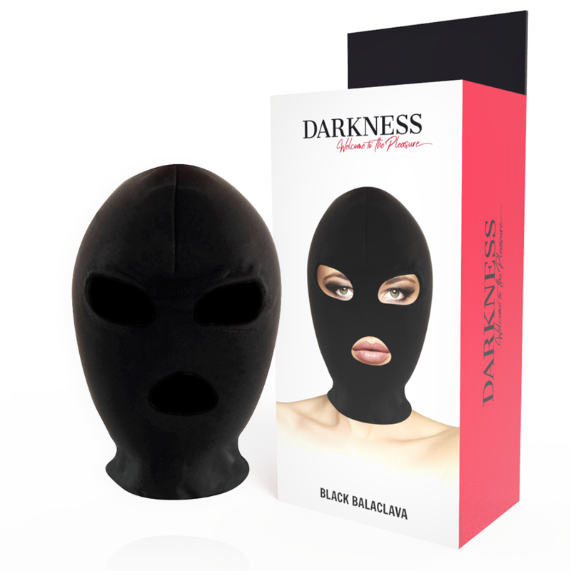 Máscara BDSM DARKNESS con aberturas para la boca y los ojos