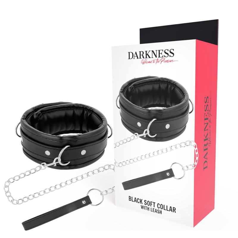 Collar BDSM de cuero DARKNESS con correa de cadena