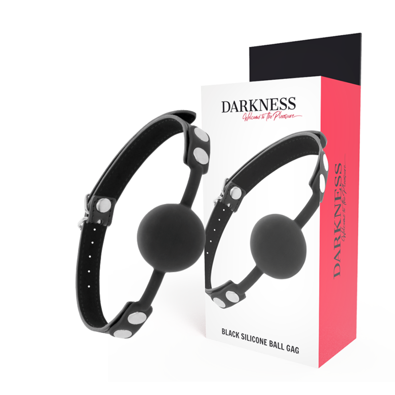 Mordaza de silicona DARKNESS BONDAGE con correas de cuero ajustables