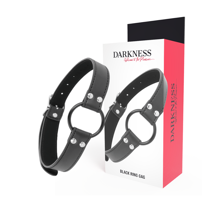Mordaza de anillo DARKNESS con correa de cuero ajustable
