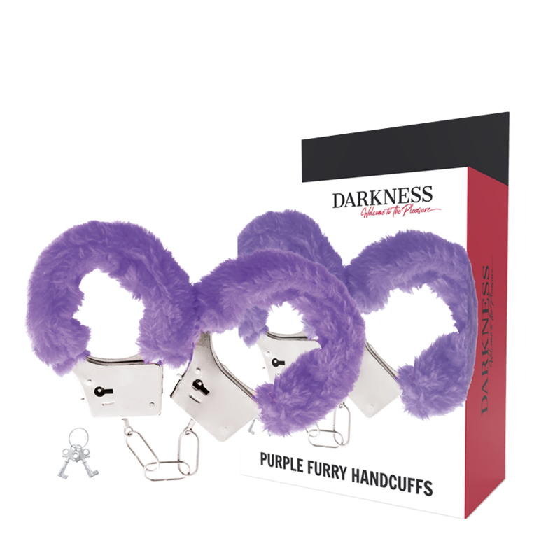 DARKNESS esposas metálicas para muñecas con forro lila y cadena