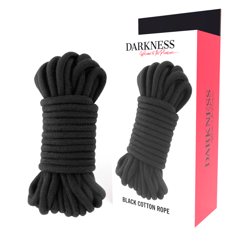 Cuerda negra de algodón para bondage DARKNESS BONDAGE, 10 m