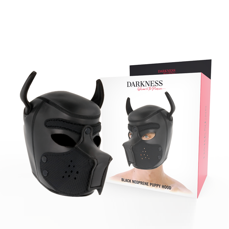 Máscara de perro DARKNESS de neopreno con hocico extraíble, L