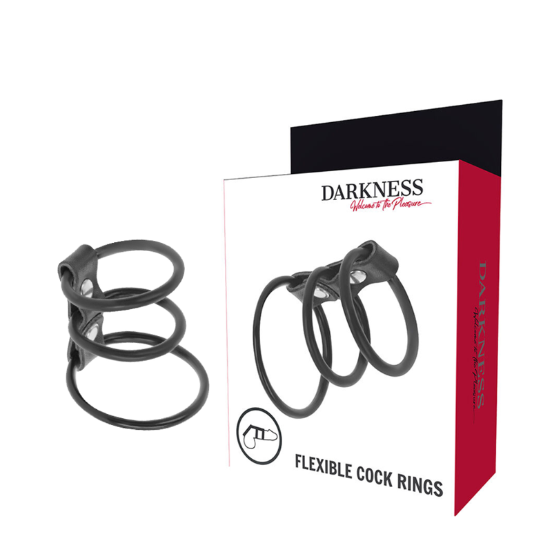 Set DARKNESS de 3 anillos flexibles para el pene