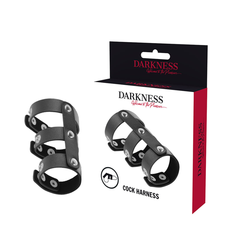 Anillo doble ajustable para el pene DARKNESS de cuero sintético