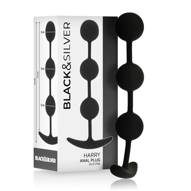 Cadena anal con 3 bolas de silicona para un entrenamiento anal suave BLACKSILVER