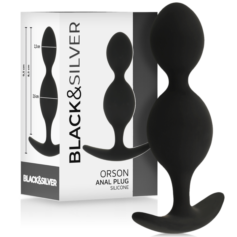 Plug anal de silicona con 2 ondas para una dilatación suave, 9 cm BLACKSILVER