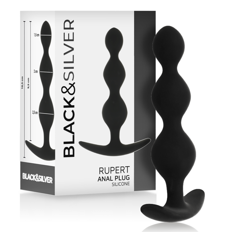 Cadena anal de silicona con 5 bolas para un entrenamiento anal suave BLACKSILVER