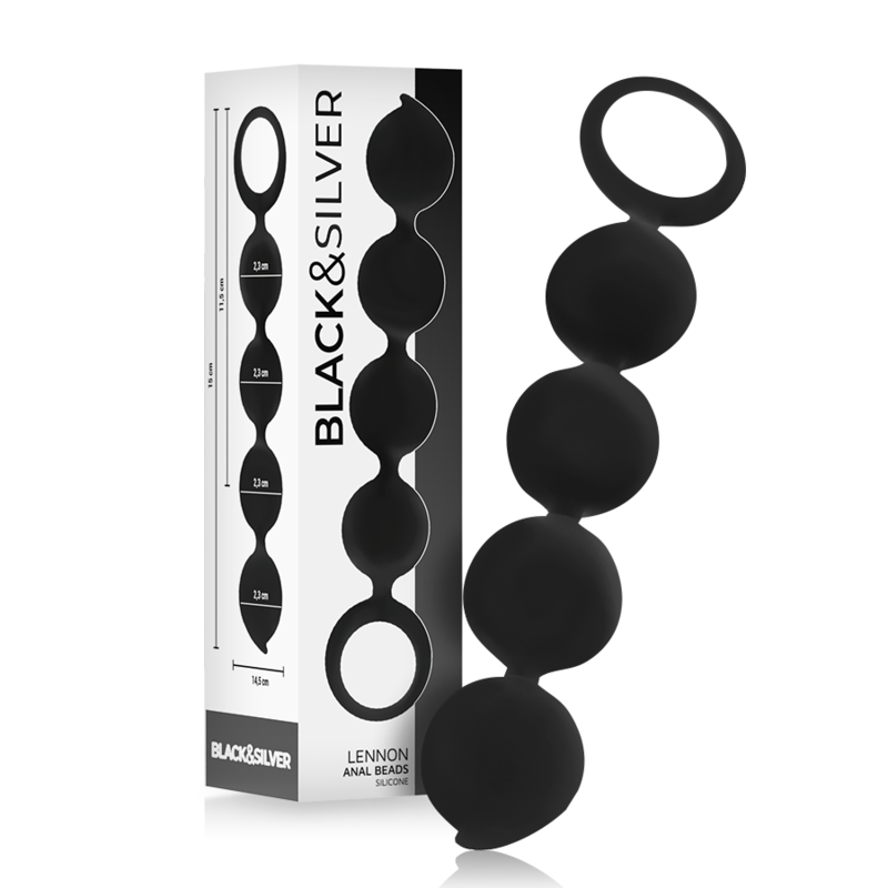 Cadena anal de silicona con 4 bolas para un entrenamiento anal suave BLACKSILVER