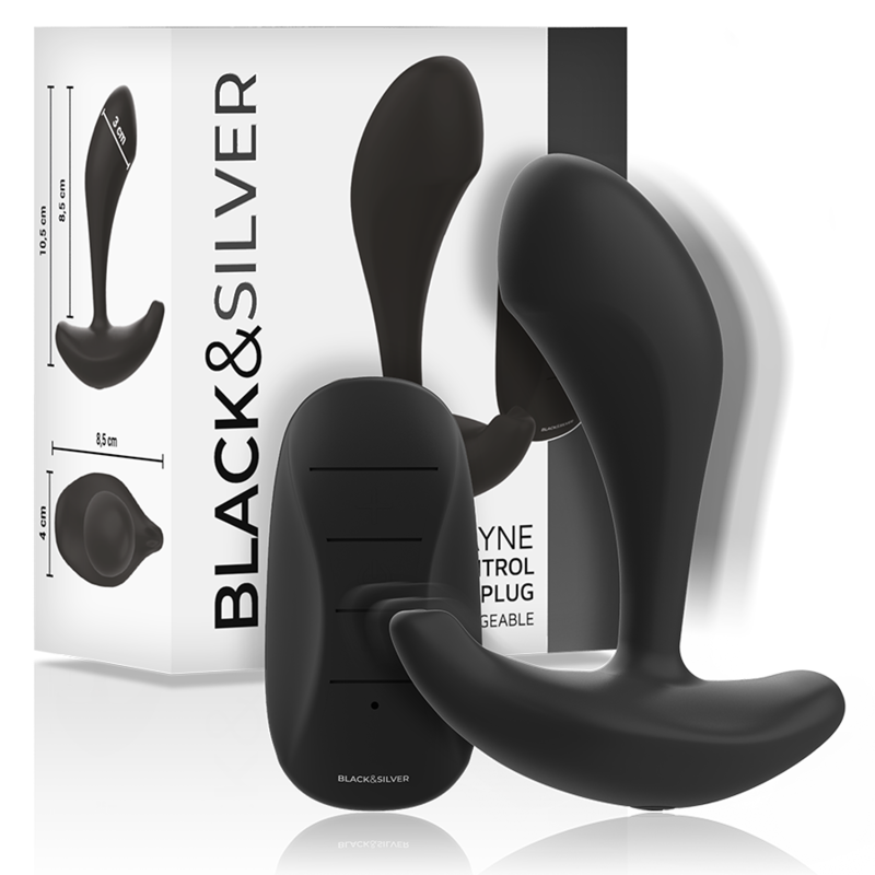 Plug anal vibrador con mando para vibraciones profundas intensas BLACKSILVER
