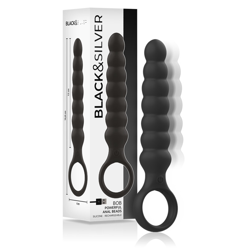 Vibrador anal de silicona con tacto suave y 10 programas BLACKSILVER