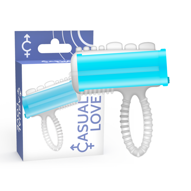 Anillo vibrador CASUAL LOVE para el dedo y la lengua, azul