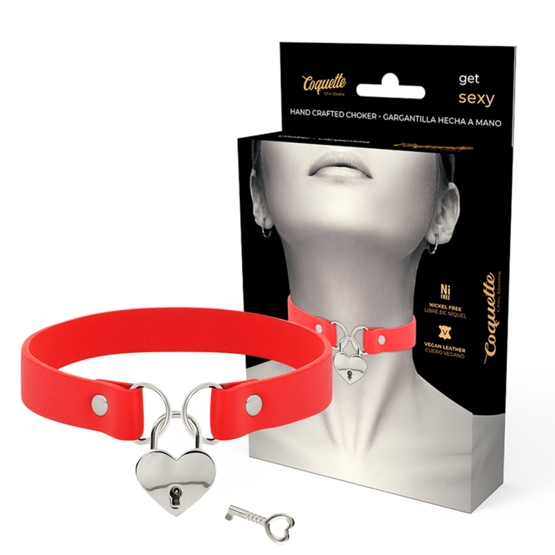 Collar BDSM Coquette Chic Desire con corazón y llave
