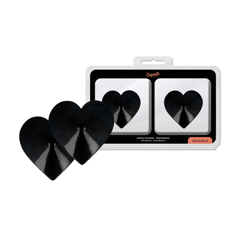 Pegatinas para pezones Coquette Chic Desire con forma de corazón, negras