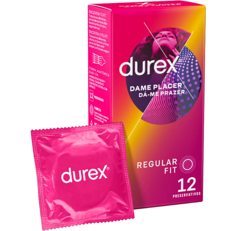 Preservativos Durex Dame Placer con estrías, 12 unidades