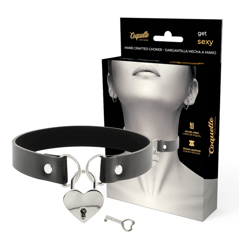 Collar BDSM Coquette Chic Desire con corazón y llave