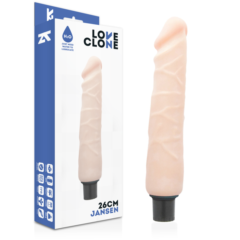 Vibrador realista LOVECLONE Jansen con activación por agua, 26 cm