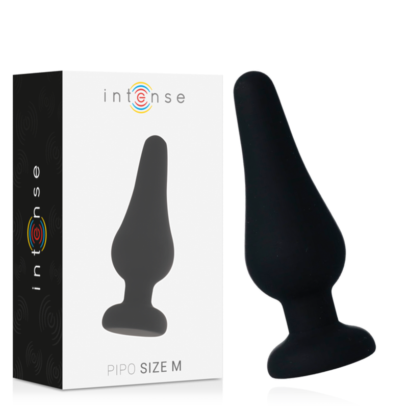 Plug anal de silicona INTENSE Pipo M, negro