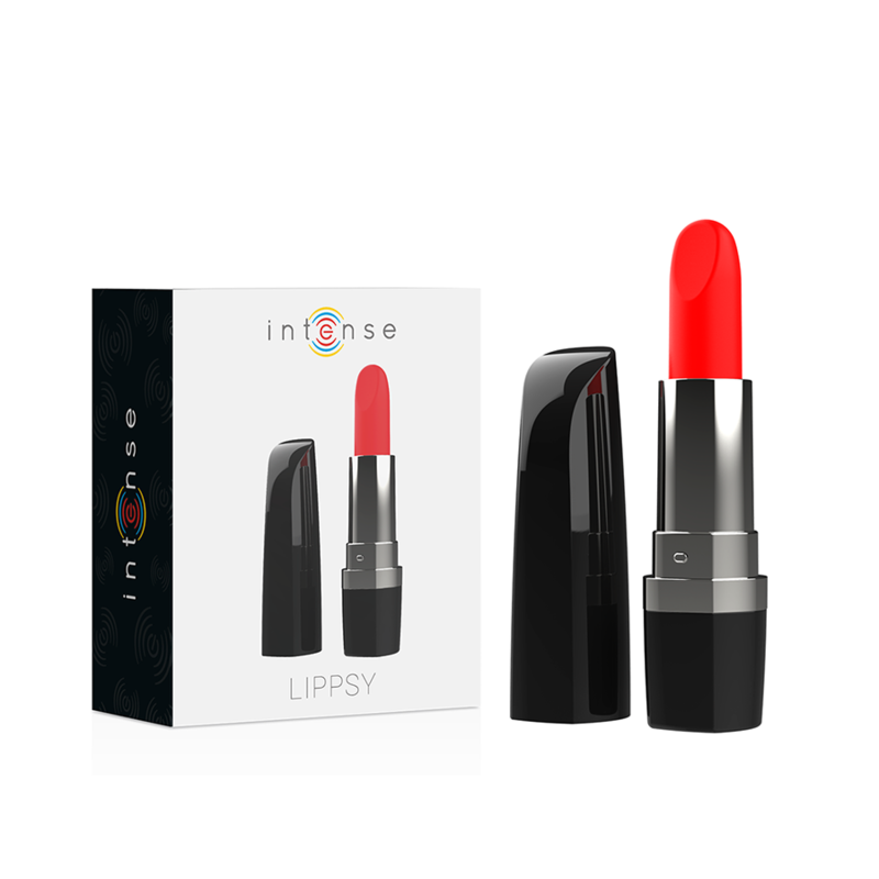 Vibrador de clítoris INTENSE Lippsy Black con forma de pintalabios