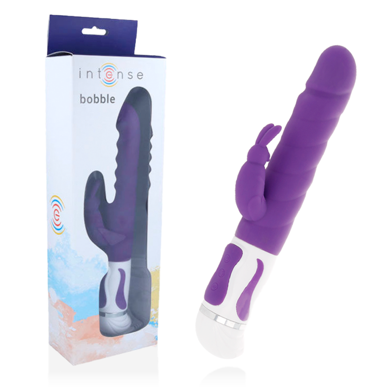Vibrador giratorio INTENSE Bobble con estimulador de clítoris, color lila