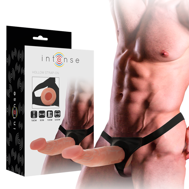 Conjunto de arnés INTENSE FOR HIM con consolador hueco, 18 cm
