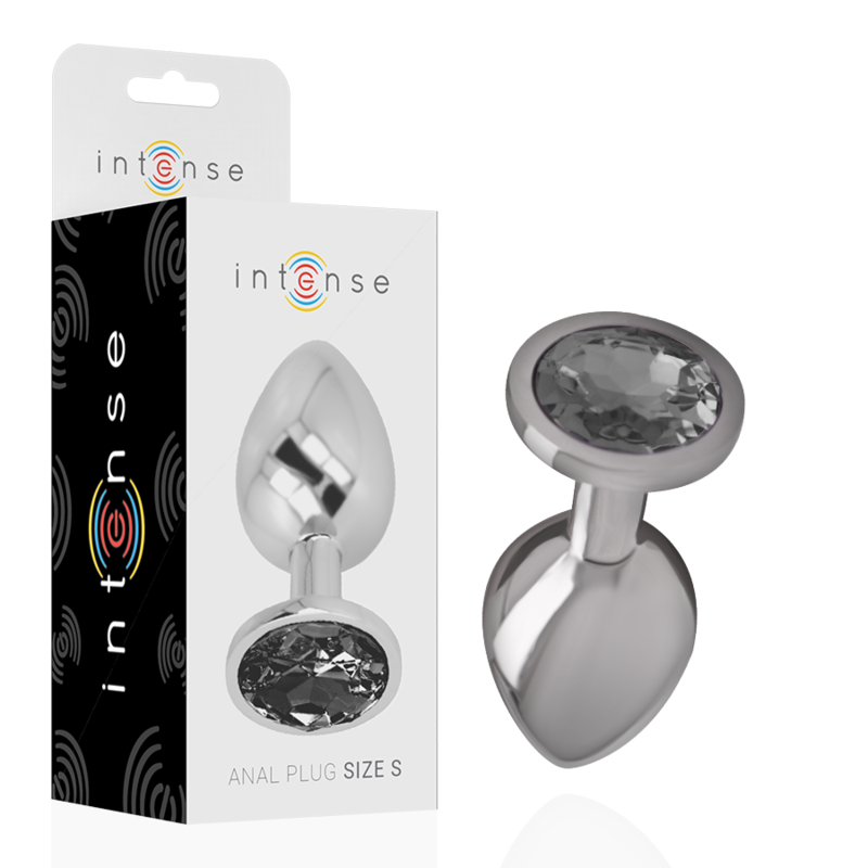 Plug anal INTENSE de aluminio con cristal negro, talla S