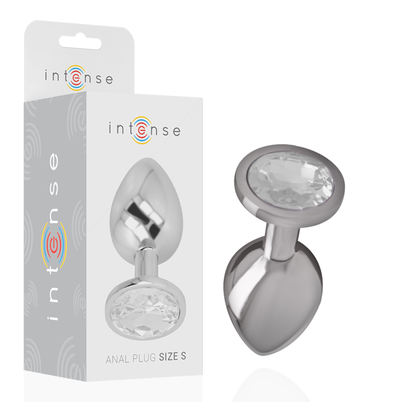 Plug anal de metal INTENSE con piedra decorativa plateada, talla S