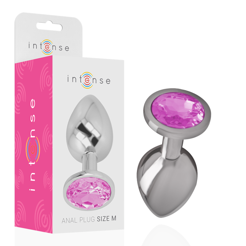 Plug anal INTENSE de metal con cristal rosa, talla M