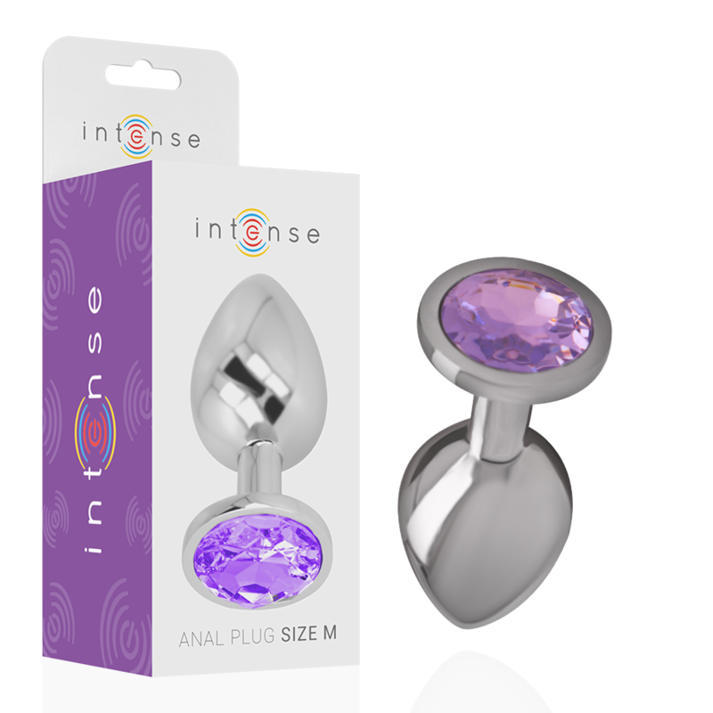 Plug anal metálico INTENSE con cristal violeta, talla M