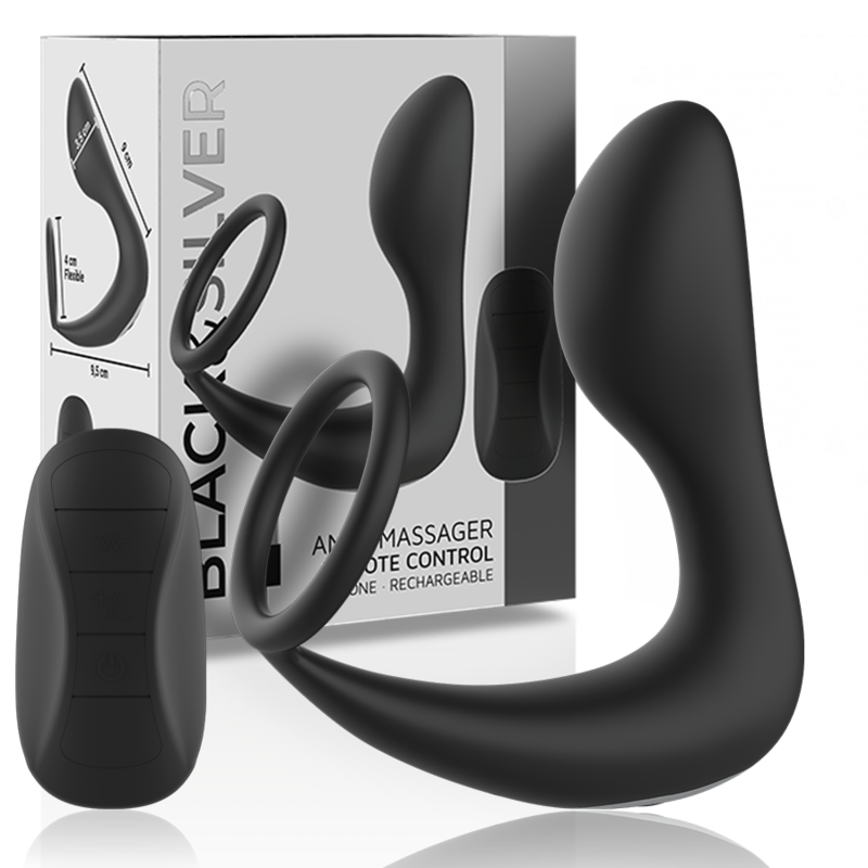 Vibrador anal de silicona con mando a distancia y doble vibración BLACKSILVER