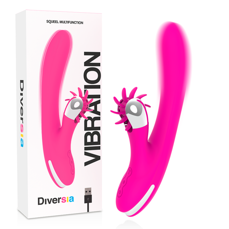 DIVERSIA Bunny Vibrating, vibrador con doble estimulación, 24 cm