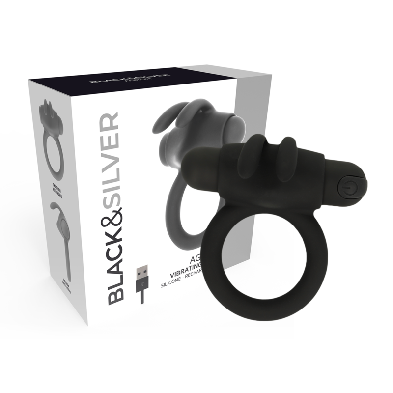 Anillo vibrador para el pene para prolongar la erección y estimular el clítoris, 36 mm BLACKSILVER