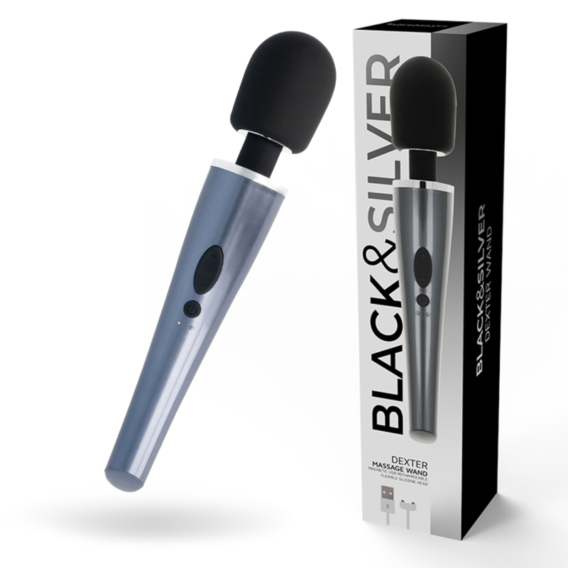 Vibrador masajeador recargable por USB, resistente al agua, con 10 modos intensos BLACKSILVER