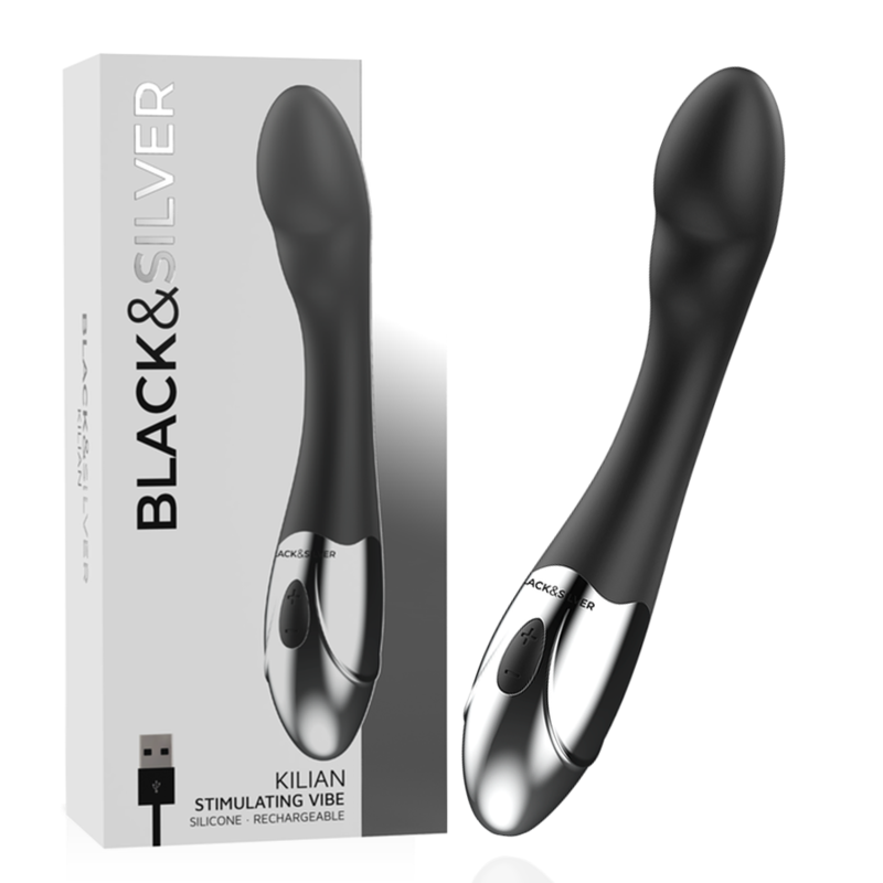 Vibrador para el punto G con motor supers potente y silicona suave BLACKSILVER