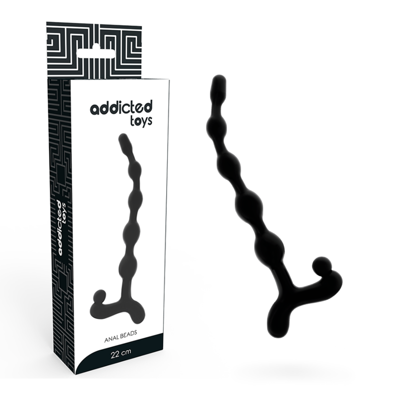 Cadena anal Addicted Toys de cinco bolas, 22 cm, negra