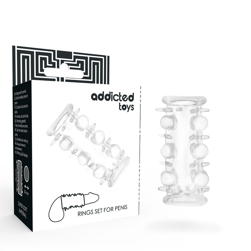 ADDICTED TOYS funda transparente para el pene con anillo texturizado
