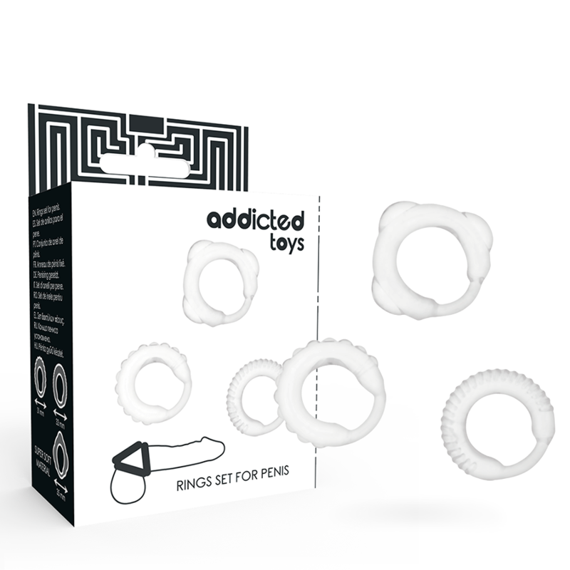 Set de anillos en C ADDICTED TOYS, transparente, 3 unidades