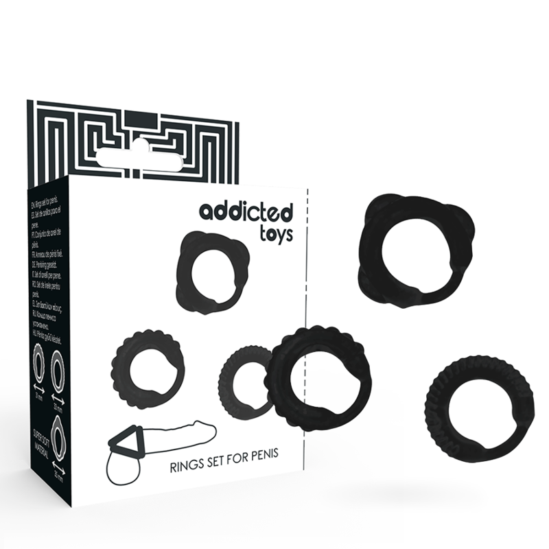 Set de anillos para el pene ADDICTED TOYS sin vibración, 3 tamaños