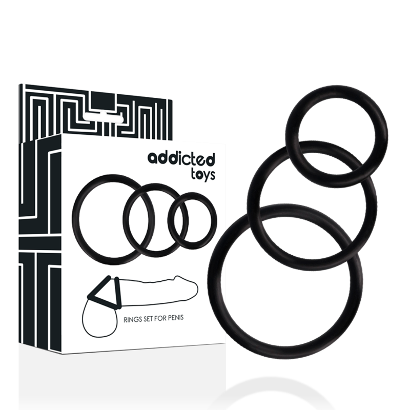 ADDICTED TOYS Set de anillos para el pene sin vibración, 3 tamaños