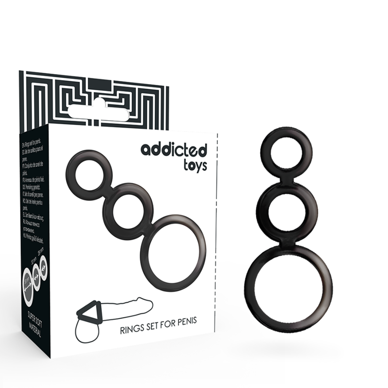 Anillo para el pene ADDICTED TOYS sin vibración, set de 3, color humo