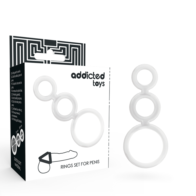 ADDICTED TOYS Set de anillos para el pene sin vibración, 3 anillos