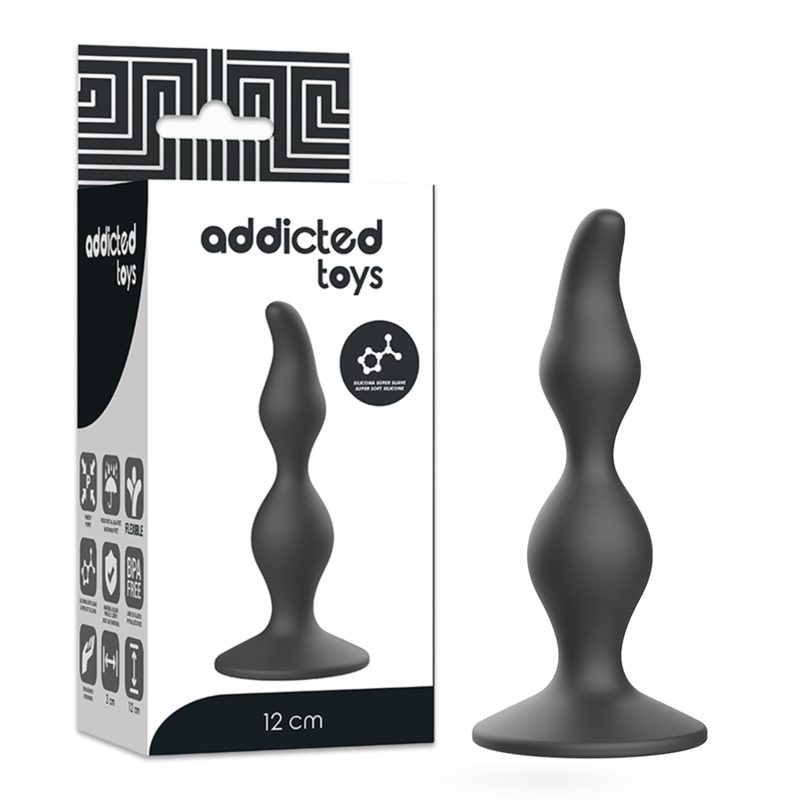 ADDICTED TOYS Plug anal de silicona, 12 cm, negro