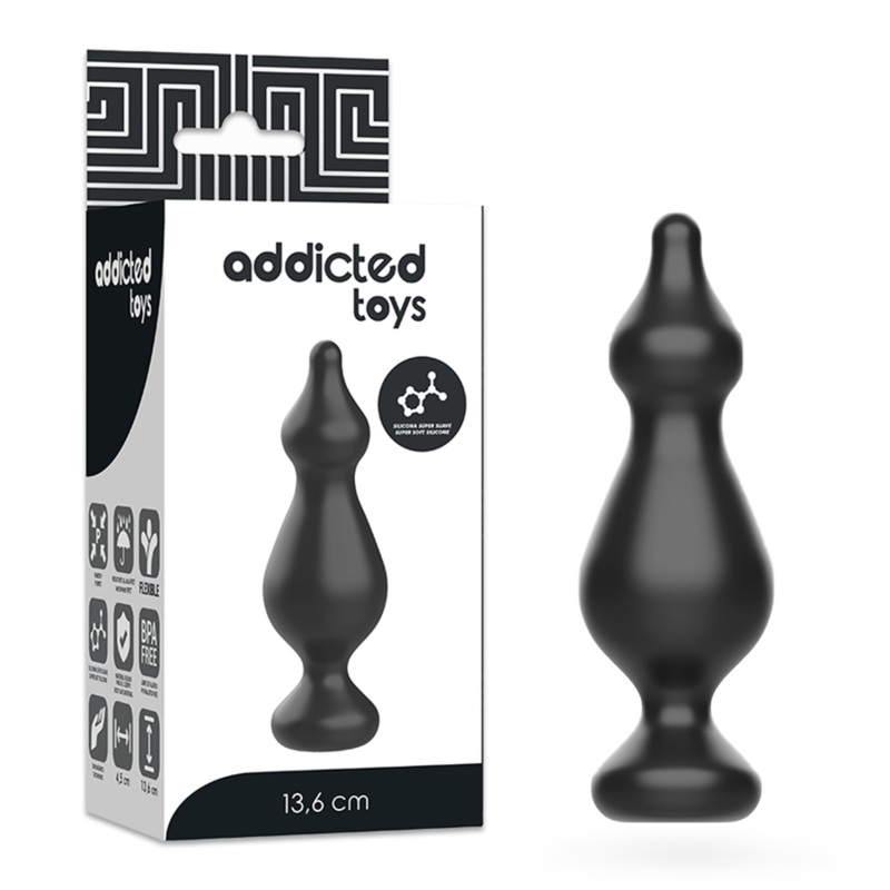 ADDICTED TOYS Plug anal de silicona, 13,6 cm, negro